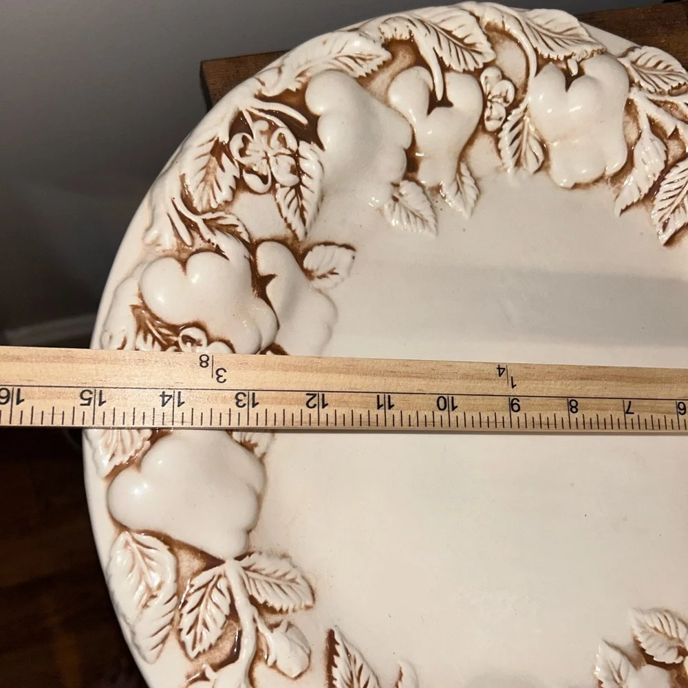Vintage Cream and Brown Embossed Plate